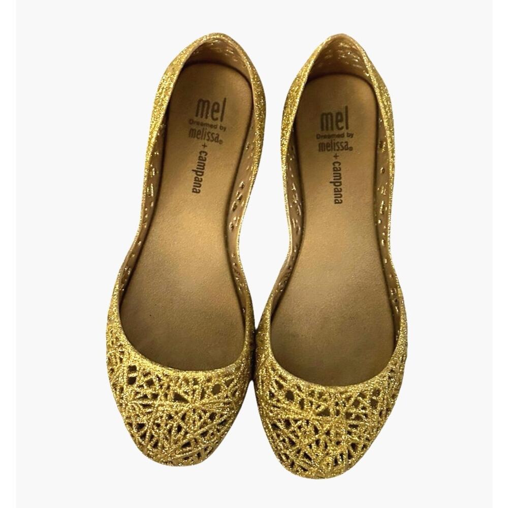 Melissa Gold Glitter Girls' Dress Flats